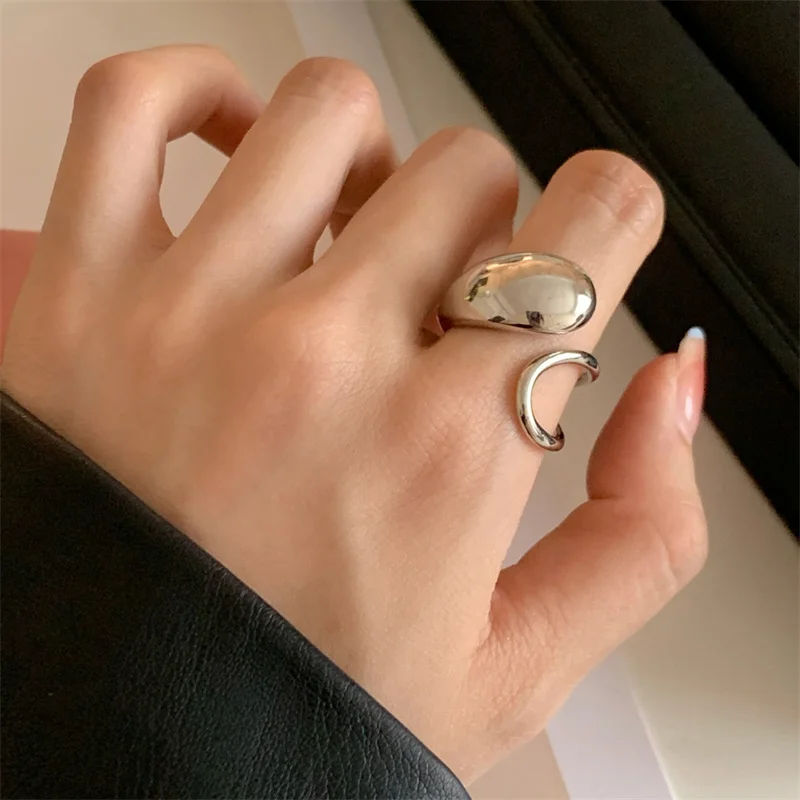 Conjunto de anillos con apertura geométrica circular para hombre y mujer, elegante, a la moda, aleación de cobre, Heavy Metal, regalo de joyería para fiesta y boda