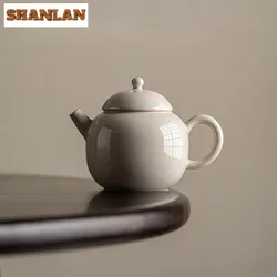 110ml Handmade Grass Wood Ash Porcelain Teapot Ancient Pot Tea Brewing Kettle with Infuser White Tea Tableware Supplies Craft