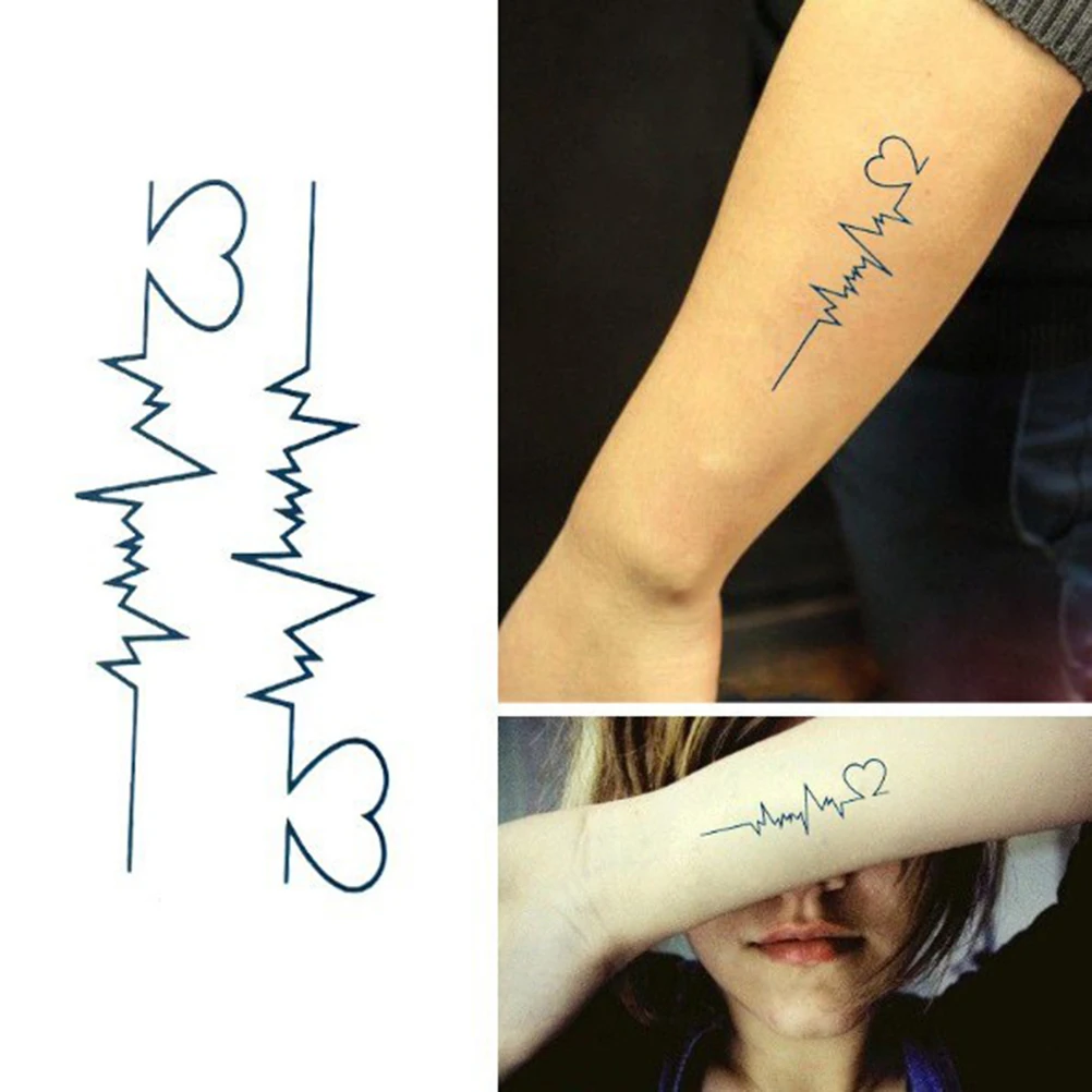 

Body Art Waterproof Temporary Tattoos For Men And Women Fashion 3d Electrocardiogram Design Tattoo Sticker Wholesale