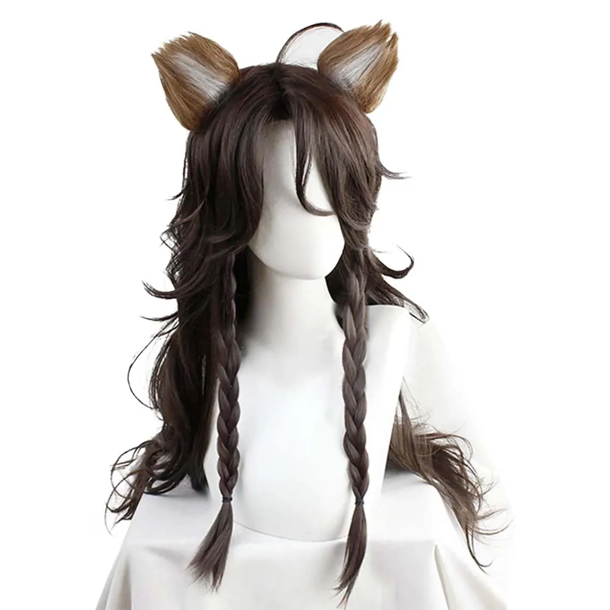 Men Twisted Wonderland Cosplay Leona Kingscholar Long Curly Brown Wig