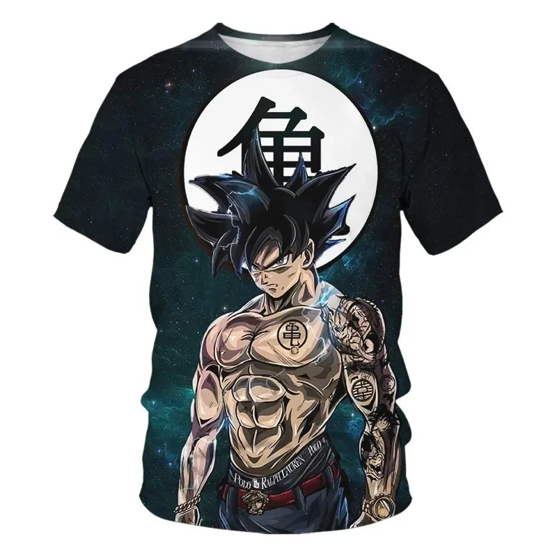 Bandai Dragon Ball Themed T-Shirt, Goku Starry Print, Quick Dry Breathable, Versatile Fit, Fan Meetup, Collectible Gift for Fans