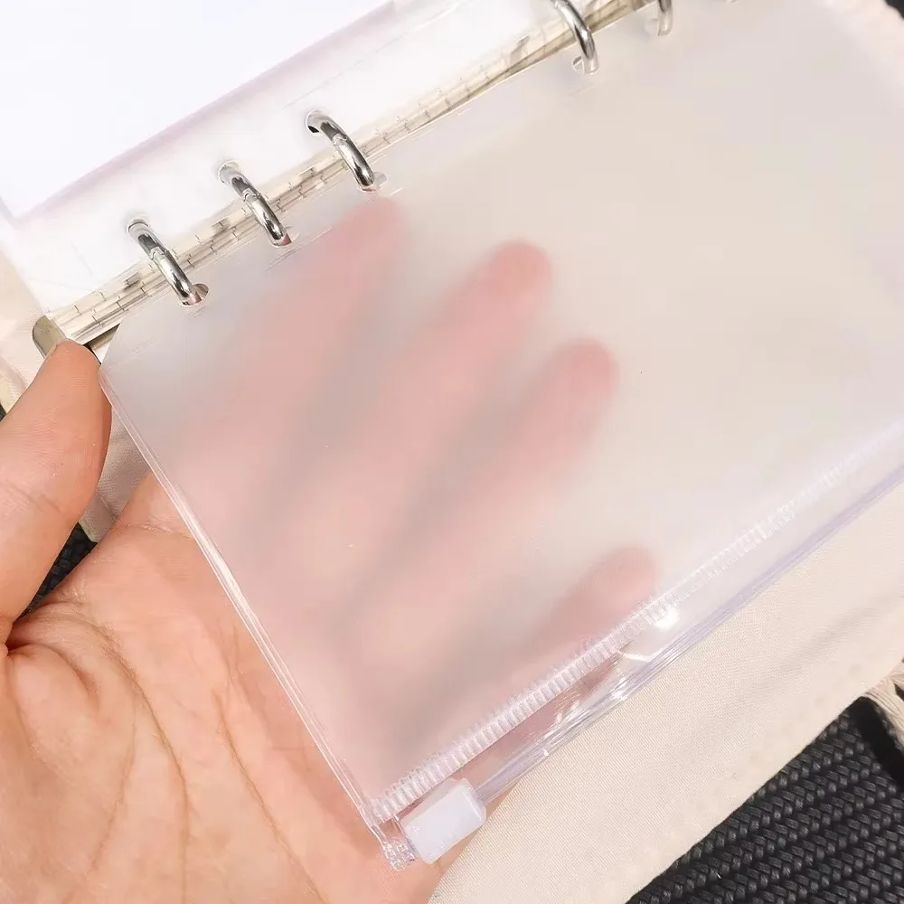 

6Pcs New A6 6-Hole Binder Pockets Waterproof PVC Zipper Binder Pouches Transparent Receipt Bag Savings Challenge Binder Pockets