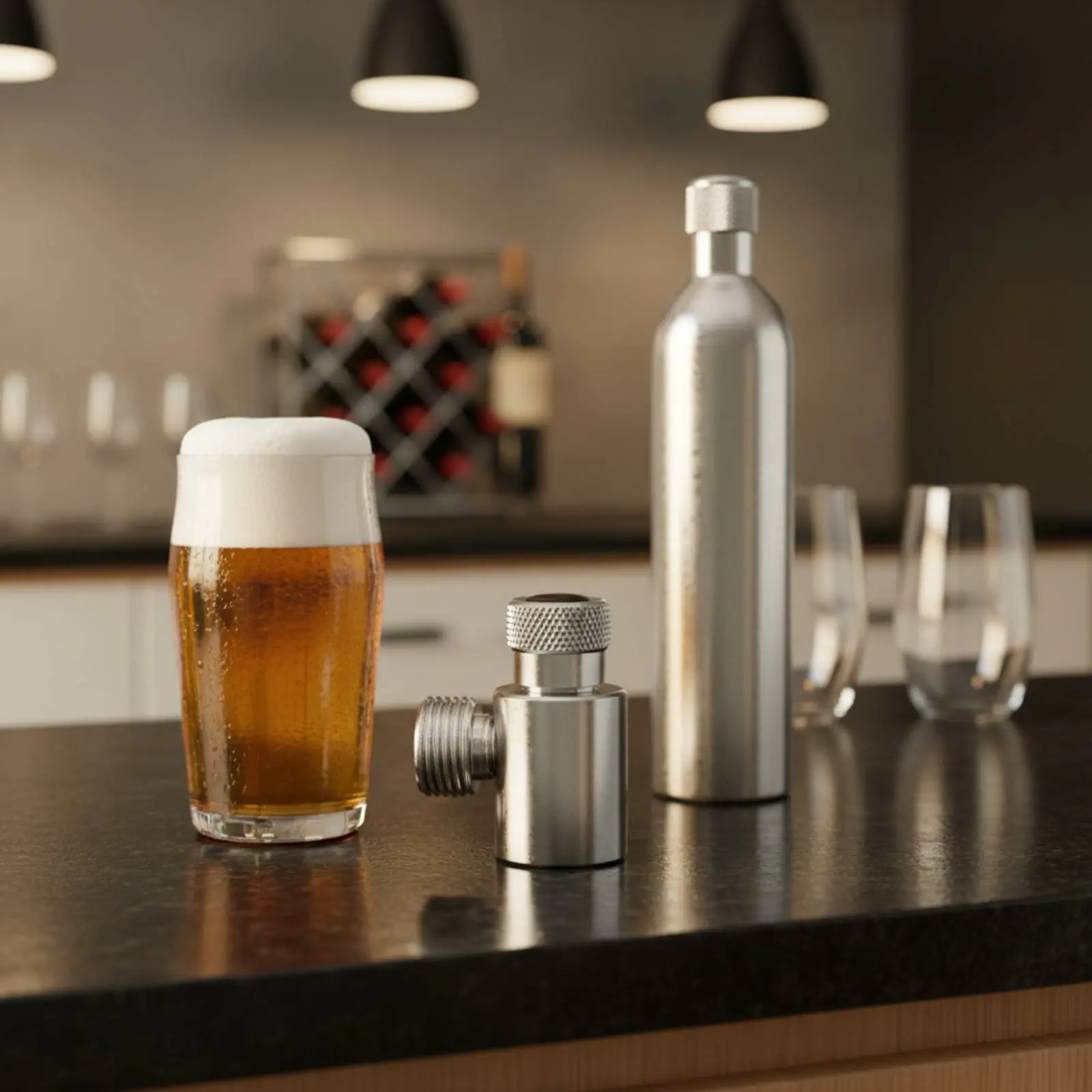 Tr21-4 to W21.8 Adapter Dual Outlet Carbonation System Adapter CO2 Cylinder Connector Metal Construction Gas Accessory Leak
