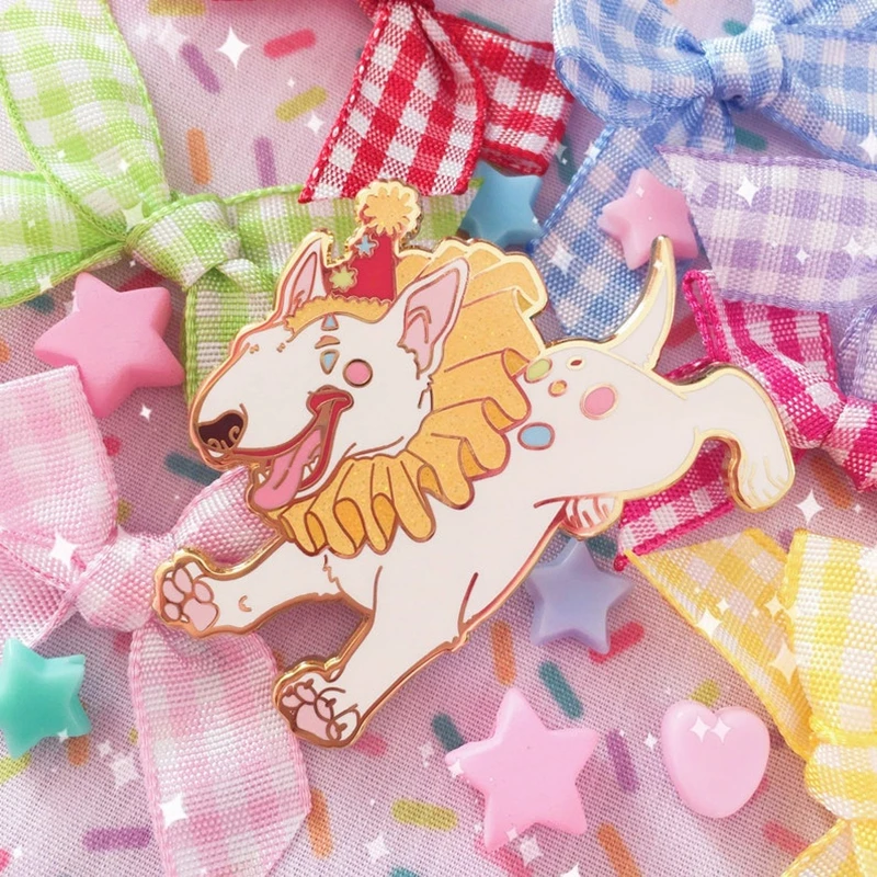 Cartoon Cute Circus Edgar the Clown Bull Terrier Enamel Pin Badge Brooch Backpack Collar Pin Party Jewelry Decorate DIY Brooch