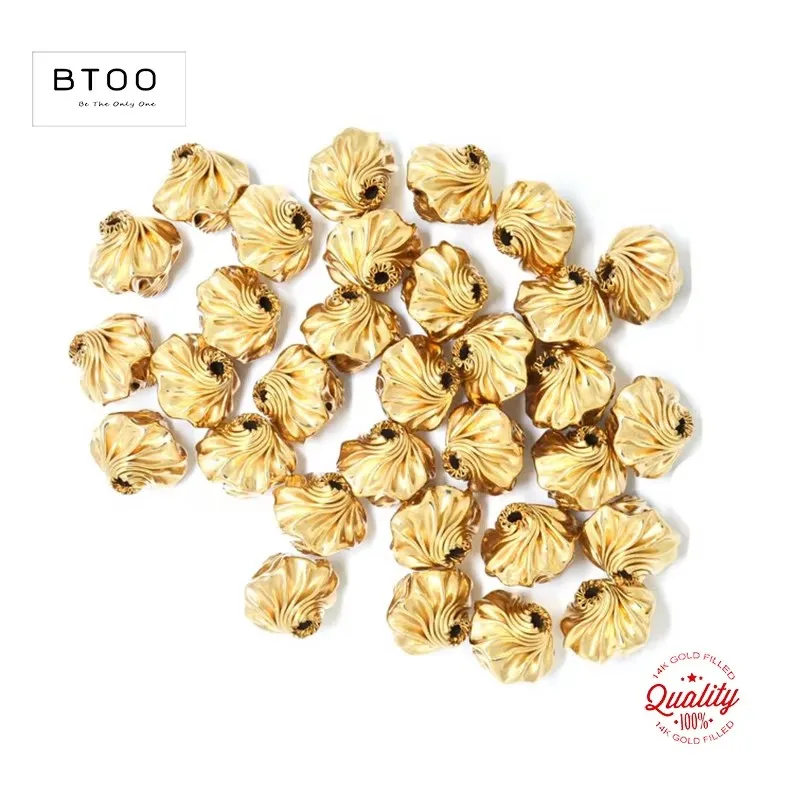 14K Gold Filled Twisted Corrugated Beads Jewelry Making DIY Accessories Tarnish Resistant 14k Gold Filled Jewelry Findings