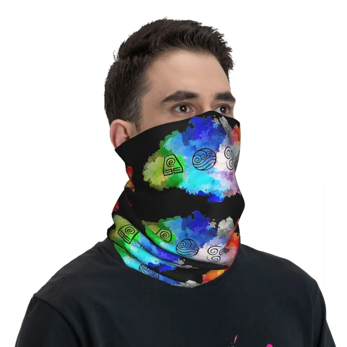 아바타 The Last Airbender - Four Elements-수평 반다나 넥 커버 프린트 페이스 스카프 따뜻한 발라클라바 야외 스포츠