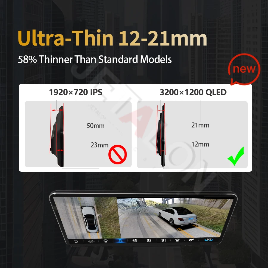 14.6" For Mercedes Benz C Class Car Radio 3200x1200 Qled Screen Android GLC 2016-2019 Car Multimedia Player Screen GPS Carplay