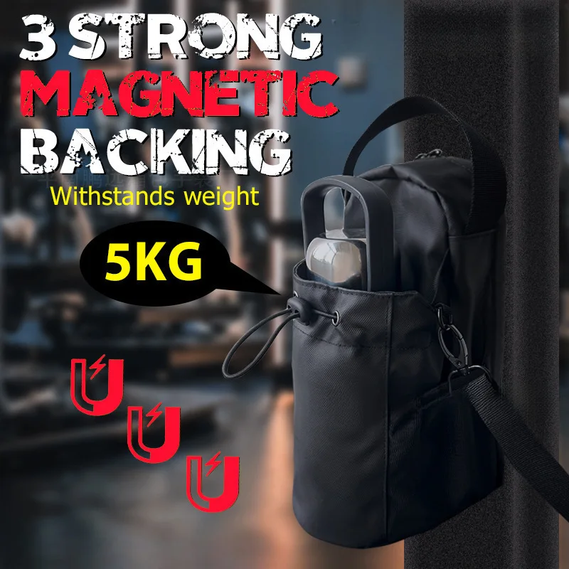 

Magnetic Gym Bag Capacity Magnetic Carrier Bag with Phone Pocket Portable Gym Water Bottle Pouch Gym Accessories Organizer