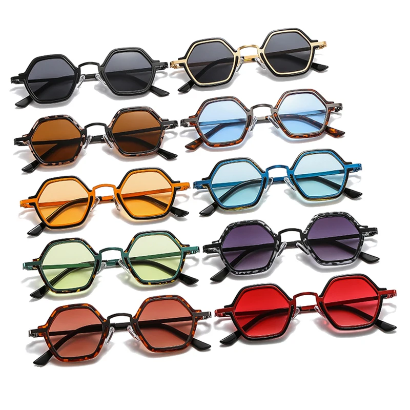 SO&EI Retro wielokątne kwadratowe okulary przeciwsłoneczne damskie moda jasne oceaniczne soczewki gradientowe okulary męskie modne Punk okulary przeciwsłoneczne odcienie UV400 — zdjęcie 4