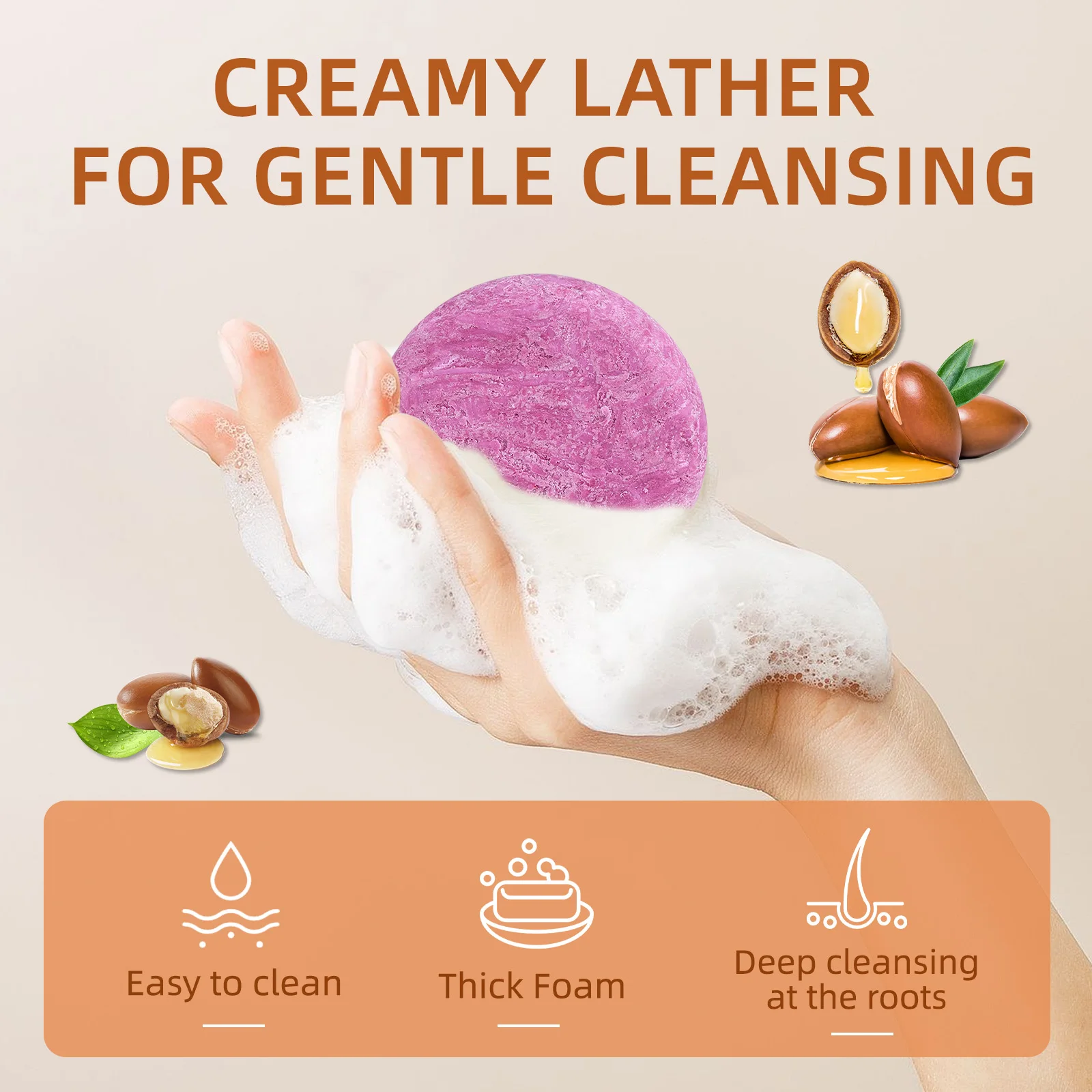 قالب شامبو زيت الأركان 50 جرام صابون تنظيف الشعر لامع حريري لطيف للتحكم في القشرة والعناية بفروة الرأس شامبو صلب مناسب للسفر #2