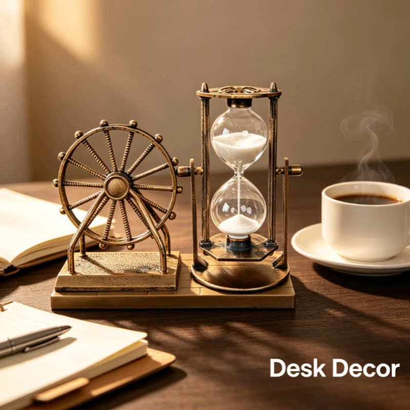 Vintage Ferris Wheel Hourglass Sand Timer, 30-Minute Countdown Decor for Home Office Desk, Perfect Gift for and Couples