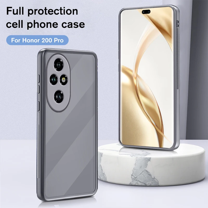 Skin Feel Transparent Matte Phone Case For Honor 200 Pro 5G With Lens Film TPU+PC Full Protection Fundas Honor200 Honer 200Pro