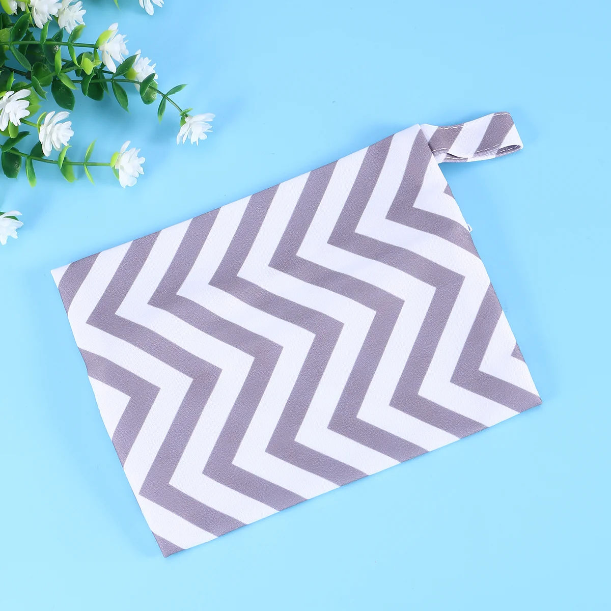 حقيبة تخزين حفاضات الأطفال، شريط رمادي مقاوم للماء، خفيف الوزن، نسيج متين، مقبض بسحاب من مادة البولي يوريثان، حقيبة حفاضات صغيرة خارجية #3