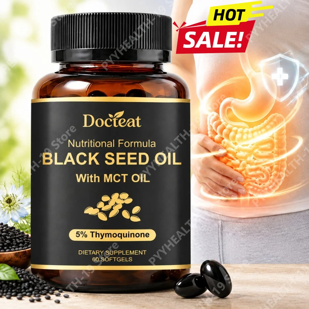 Black Seed Oil 500mg Softgels for Digestive, Immune and Daily Vitality & Nutritional Balance Support with MCT Oil , 60 Count