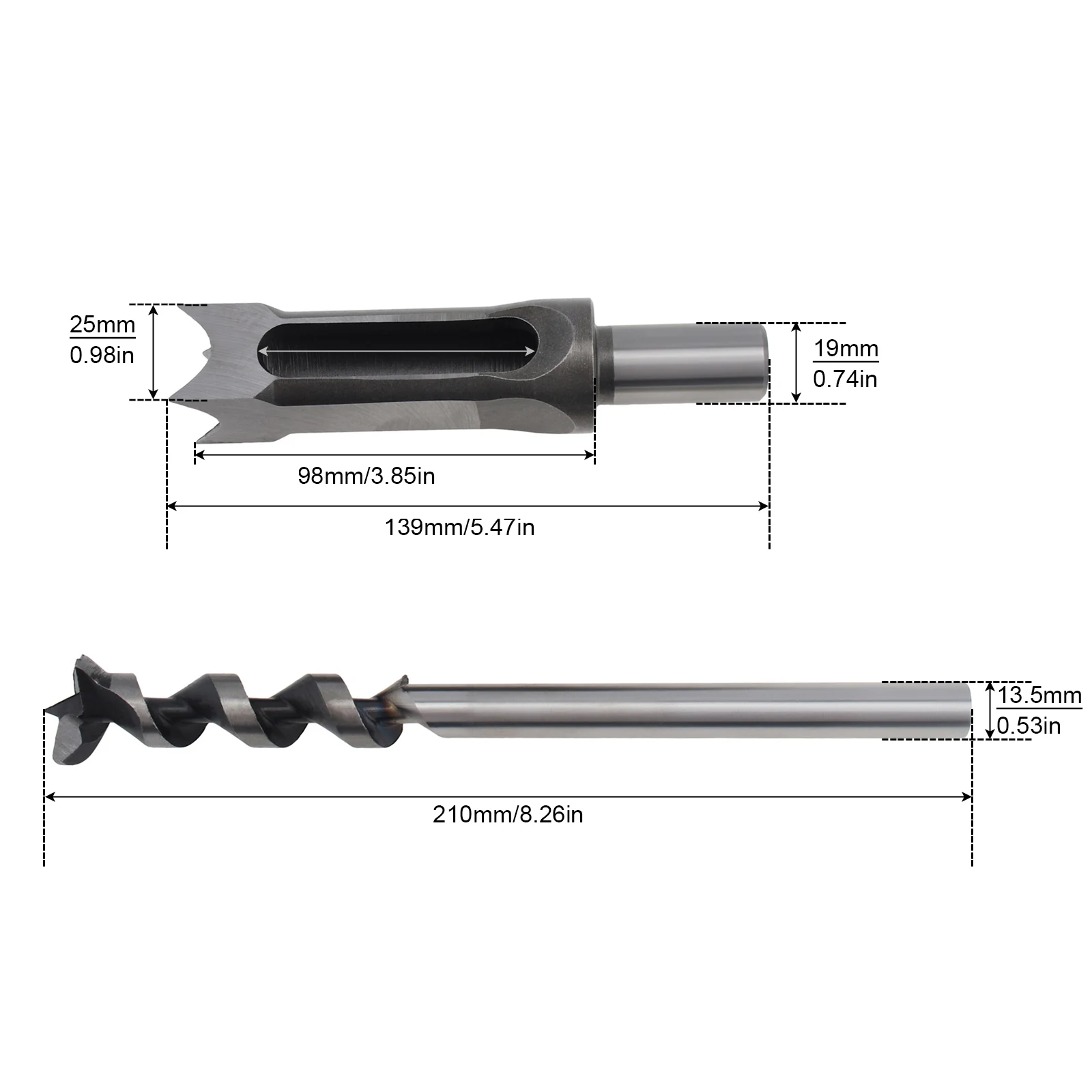 Imagem -05 - Mortise do Furo Quadrado do Aço de Liga Broca de Madeira com Furadeira Espiral Mortise Cinzel Ferramentas para Trabalhar Madeira 25 mm