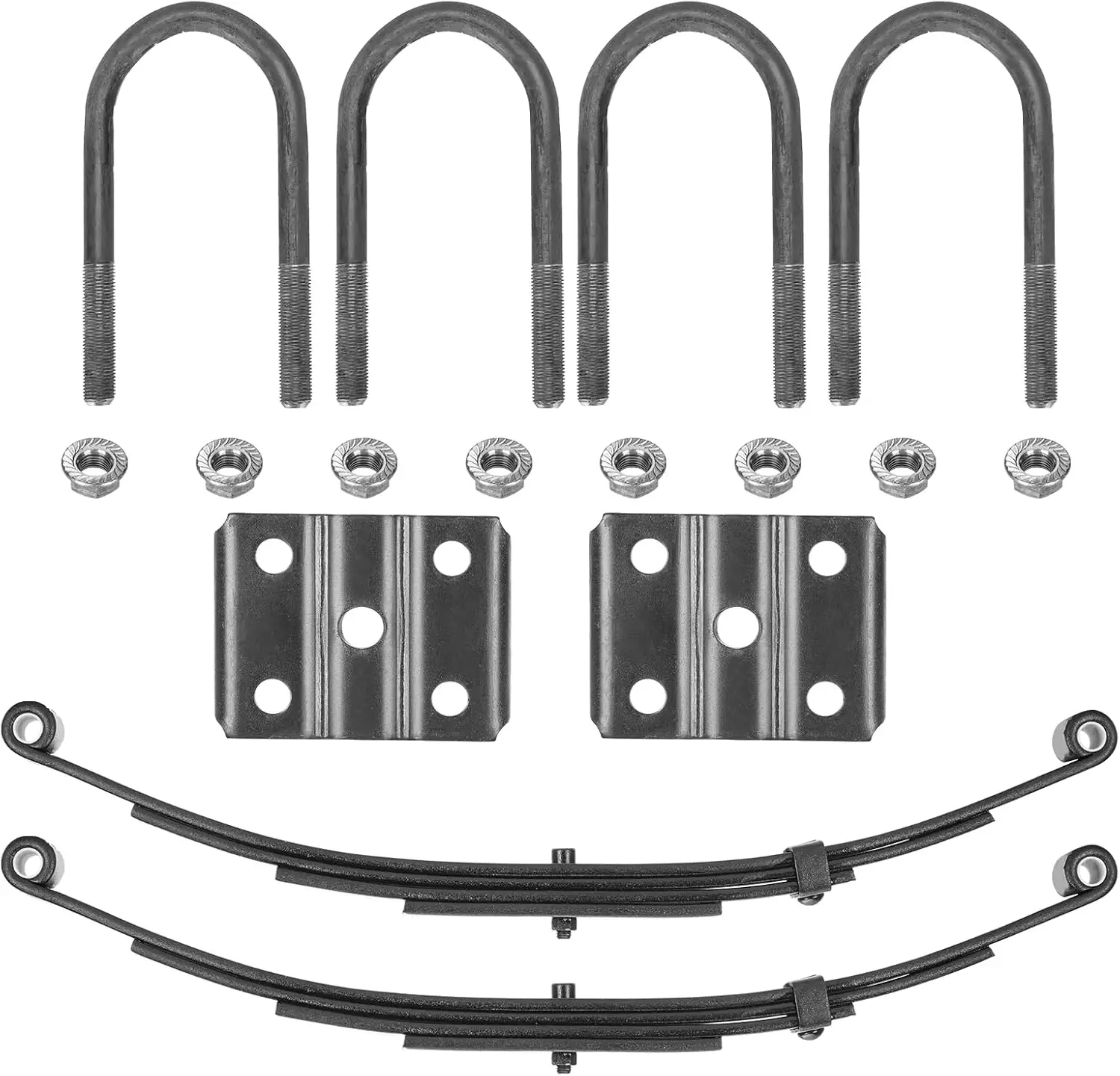 

Heavy Duty 4 Leaf Trailer Spring Set with U-Bolt Kit, 1750 lbs Capacity for 3500 lbs Axle Suspension