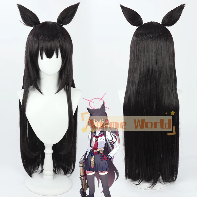 Shichido Yukino Cosplay Wig Blue Archive Game Black Long 80cm Heat Resistant Synthetic Hair Halloween Party Role Play Carnival