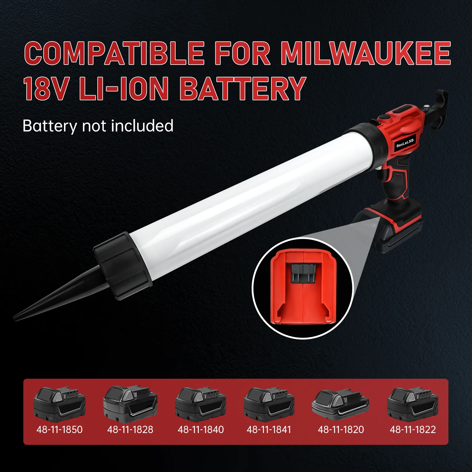 Cordless Caulking Gun 20oz/600ml Electric Sausage Caulk Gun with 4-Speeds Filling Tools for Milwaukee 18V Battery (No Battery)