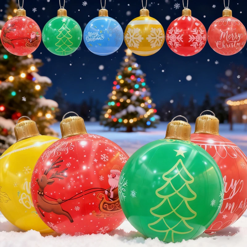 1pc Weihnachten baum dekoration ball PVC riesigen aufblasbare Weihnachten ball Outdoor Weihnachten party dekoration ballon