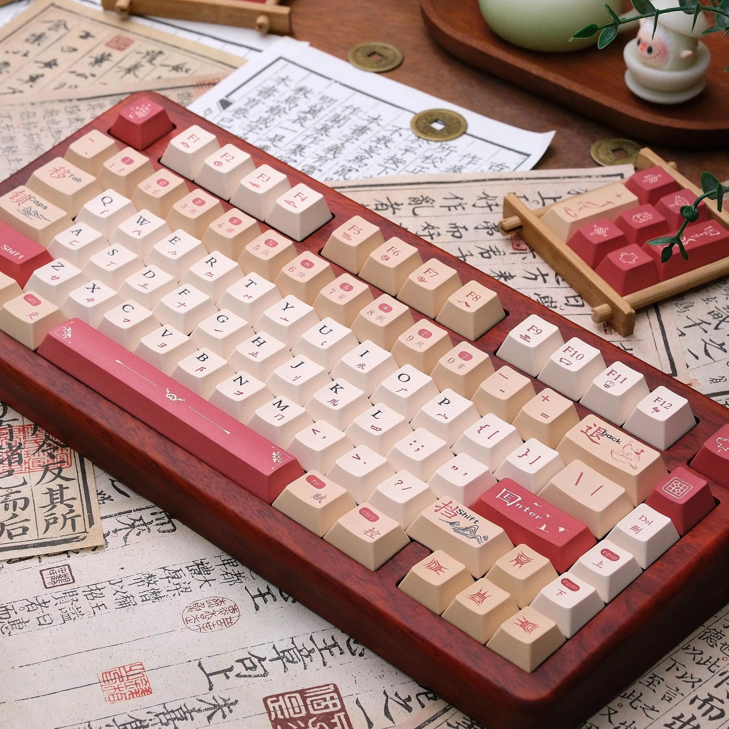 

Overlook Chuan Hongzhuo mechanical keyboard PBT keycap, five-sided hot sublimation original side engraving