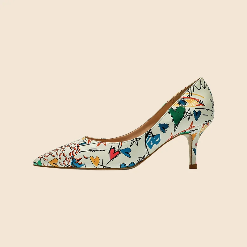 Female Socialite Thin Heel Shoes 6cm Pointed Head High Gradual Color Change Comfort PU Increasing Platforms Plus Size Slip-On