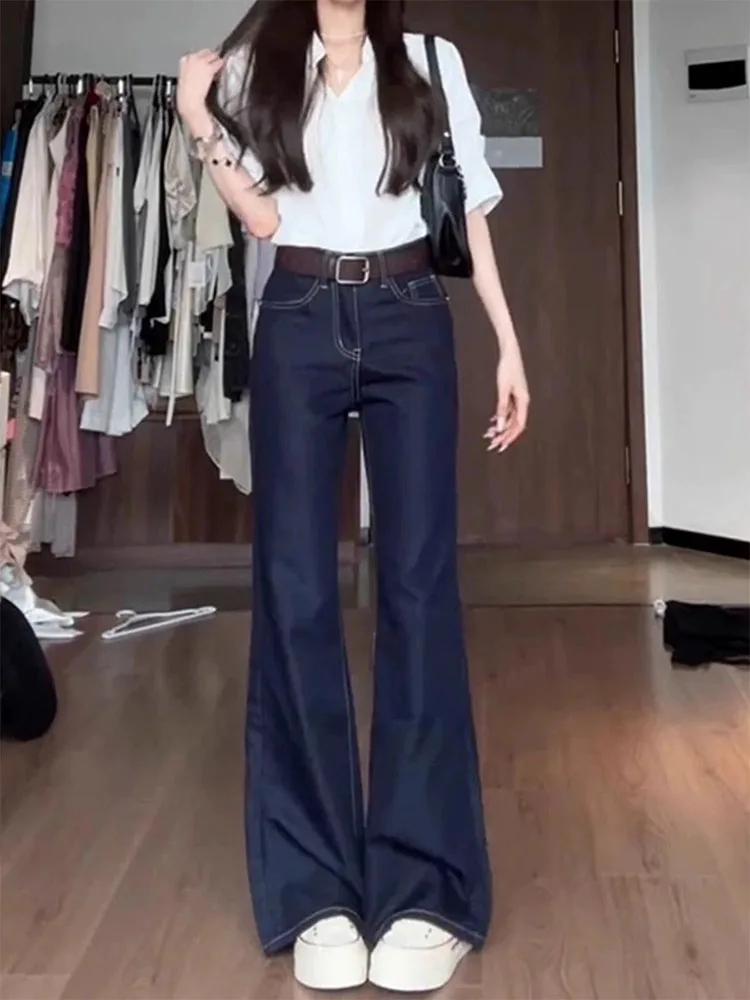 

High Waist Wide Leg Micro Flared Jeans Women's Summer Thin Version plus Size Ice Silk Straight Leg Pants Casual Sle