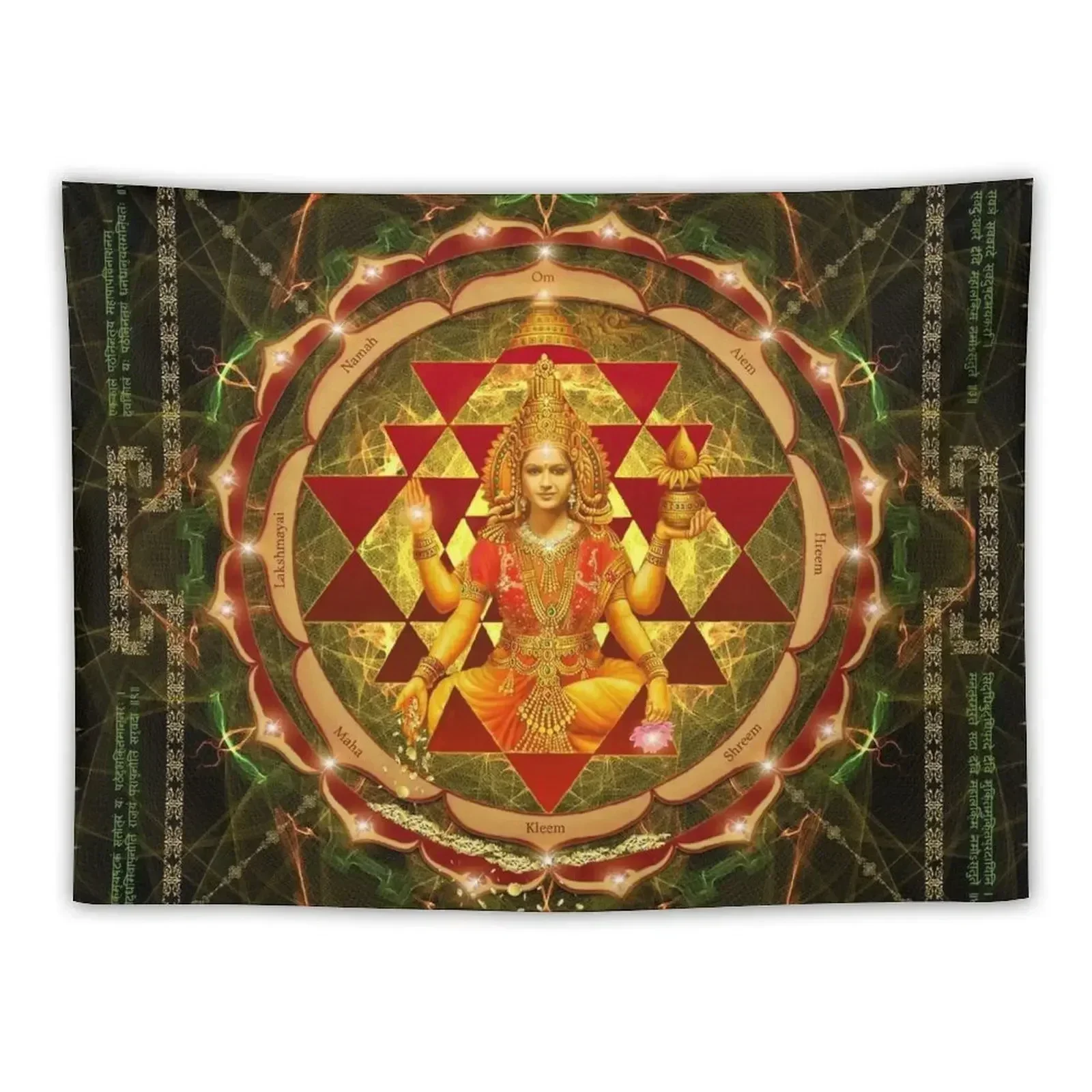 Shri Yantra- Maha Lakshmi Ashtakam- Abundance Tapestry Bedrooms Decor Tapete For The Wall Tapestry