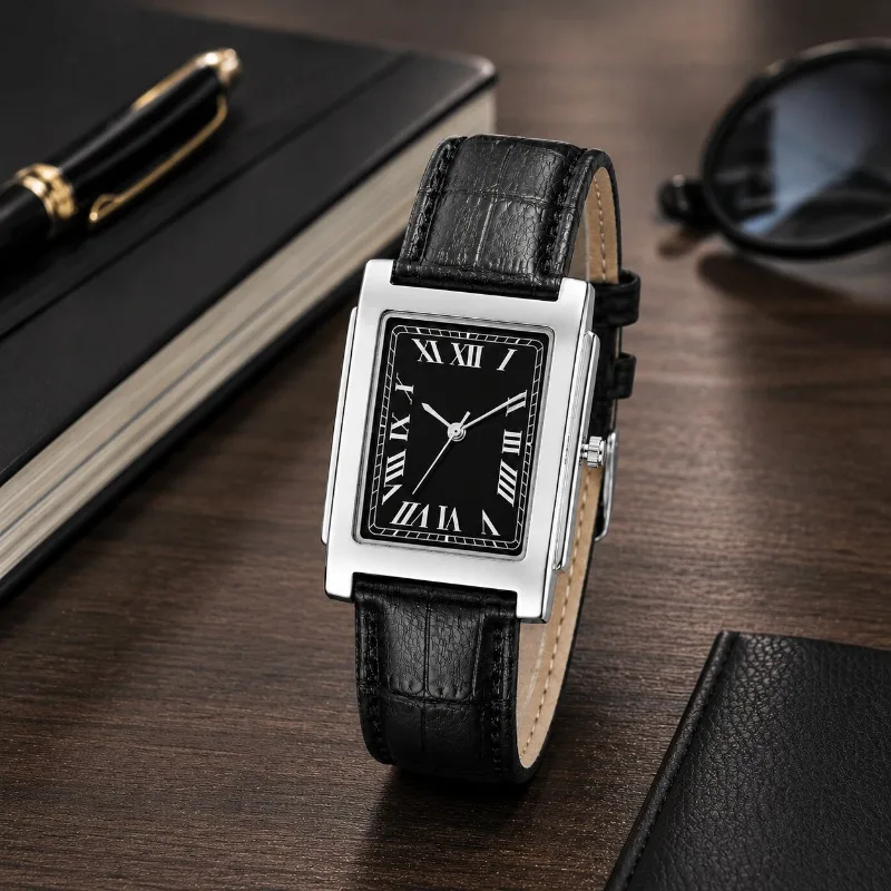 Simple Men's Watch Classic Roman Numerals Dial Leather Strap Analog Quartz Wrist Watches for Man Woman Business Dress Male Clock