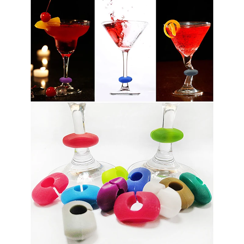 Silicone Red Wine Glass Identification Marker Charm Shot Glass Cup Labels Tag Signs Party Food Drinks Bar Accessories Tool