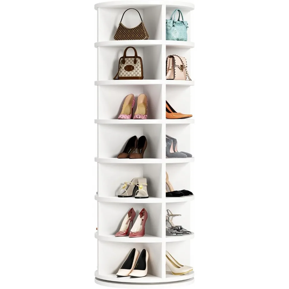 Rotating Shoe Rack, 7-Tier Spinning Shoe Rack, Free Standing 360°Revolving Shoe Organizer, 63