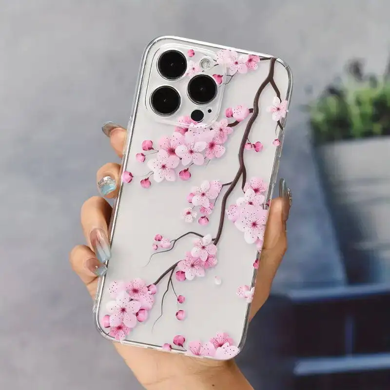 INS Korean Pink Violet Flowers Clear Case for Infinix Note 30 40 30i Hot 40 Pro 30 Play 30i Tecno Spark 10 20 Camon 19 Neo Cover