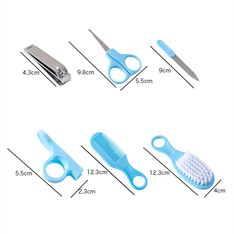 6pcs Baby Care Set Hair Comb Grooming Brush Set Nail Trimmer Scissors Clipper Hygiene Kit Healthcare Tools Sets for Toddler Gift