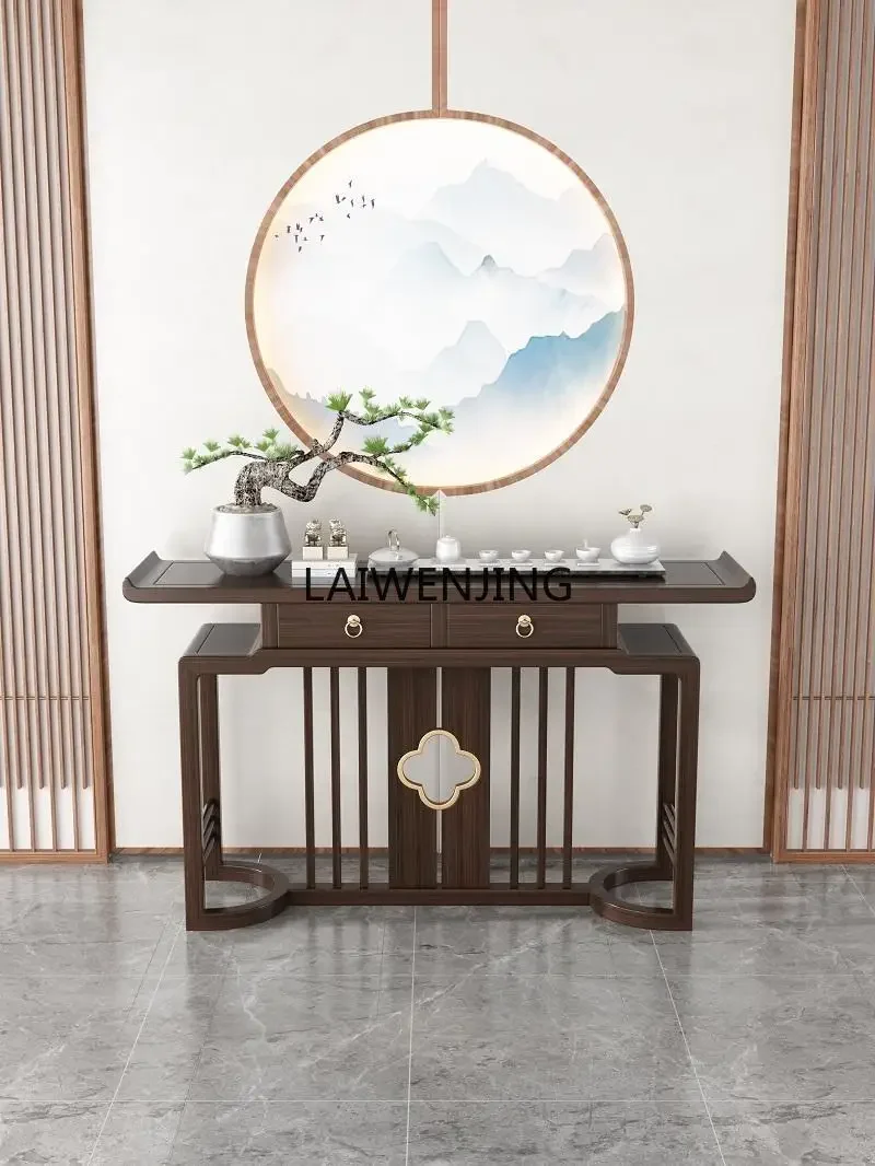 LY new Chinese-style table, all solid wood cabinets, Xuanguantai entry end view table, Zen table plan