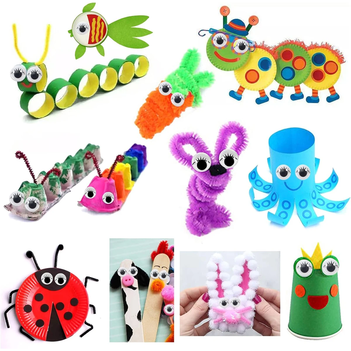 200 Stück Wackelaugen, selbstklebend, schwarz, weiß, Googly Eyes, runde Aufkleber, Augen, DIY, Kunsthandwerk, Scrapbooking, Zubehör, Dekoration – Detail 3