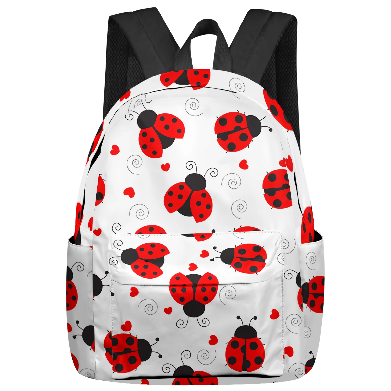 

Ladybug Love Heart Dotted Texture Backpacks Teenagers Student School Bags Laptop Backpack Men Women Female Travel Mochila