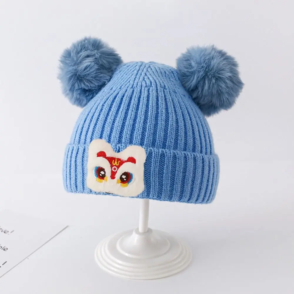 Fashion Cute Beanie Cap Knitted Red Knitted Hat Autumn Winter Waking Lion Pullover Hat for Kid