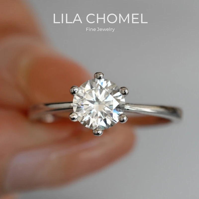 Women Engagement 18K White Gold Wedding Band 0.5/0.8/1/2/3CT VVS1 D Color Moissanite Diamond Girl Birthday Gift PT950 Wife Rings