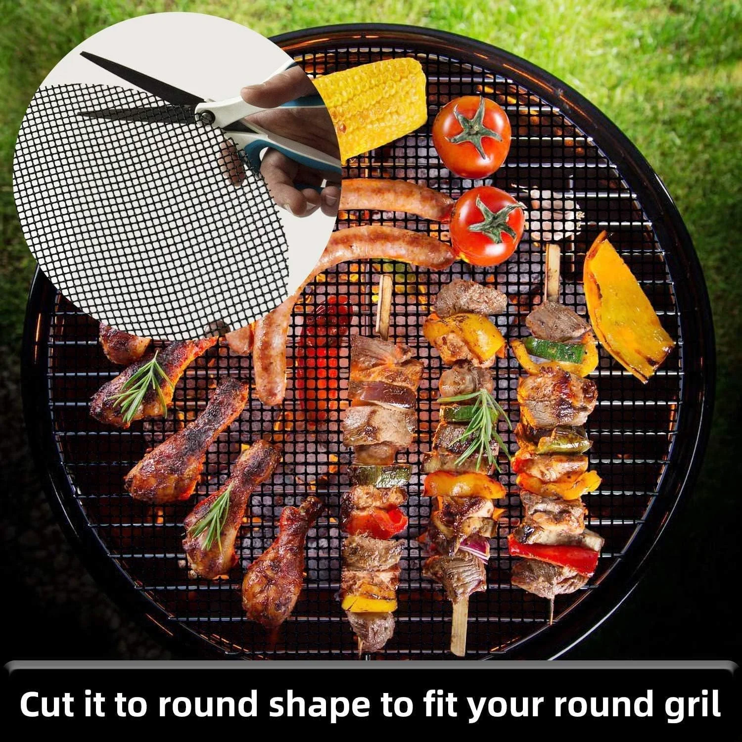 BBQ Grill Mesh Mat Set Non-Stick Reusable Grill Mats Baking Accessories for Grilling Meat Vegetables Cooking, Baking