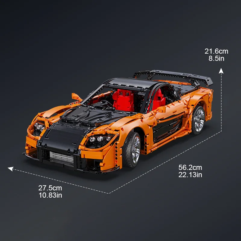 1:8 Mazda RX-7 creative static model, challenging assembly model, educational toy, birthday gift