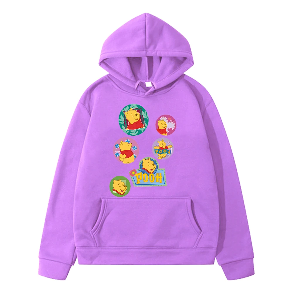 Pooh Bear Print anime hoodie Fleece sweatshirt  y2k sudadera Disney Kawaii hoodies Autumn jacket boy pullover kids clothes girl