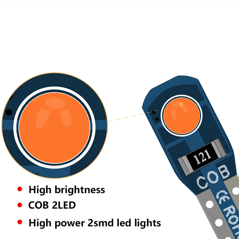 Bombilla T5 W3W COB 2SMD para Interior de coche, luz indicadora de advertencia, cuña superbrillante, 12V, rojo, 10 o 20 unidades