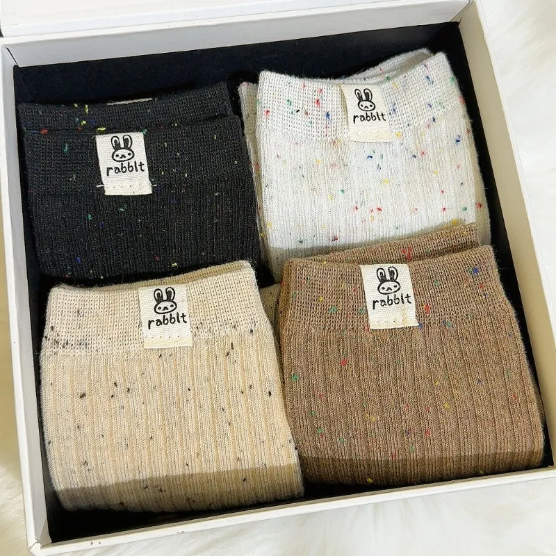 Women\'s Socks Korean Style Trendy Breathable Casual Dots Cartoon Crew Socks for Girls Novelty Color Warm Socks Comfortable Soft
