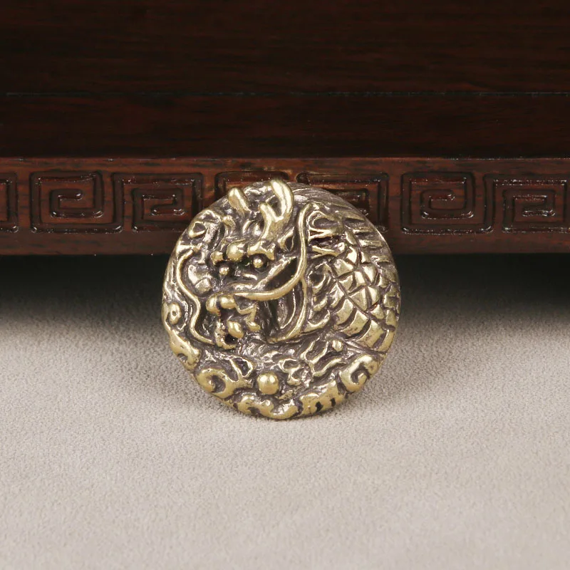 Vintage Brass Dragon Head Concho Embossed Dragon Leather Decor Button, Chinese Style DIY Hardware for Wallet Bag Craft