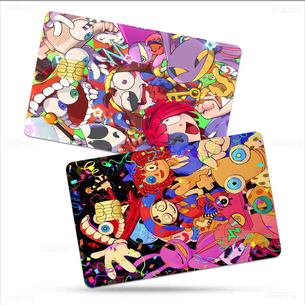 Cartoon The Amazing Digital C-Circus Fashion Matte Gold Silver Black Matte Film Skin Sticker Tape For Bank Credit Debit Card