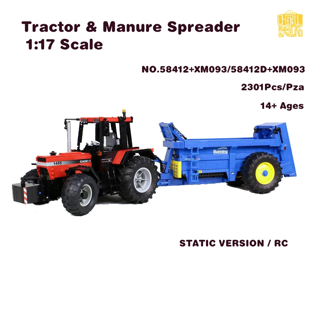 MOC58412 Tractor & XM093 Manure Spreader 1:17 Scale Model With PDF Drawings Building Blocks Bricks DIY Birthday Christmas Gifts