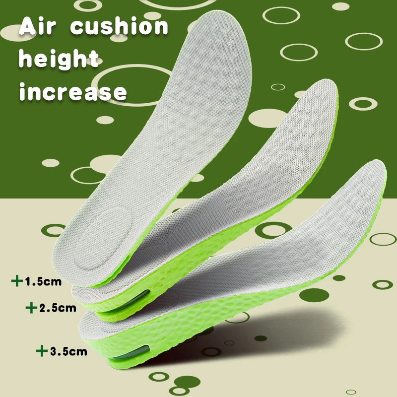 1Pair Height Increase Insole for Men Growing Sole Shoes Insoles Unisex Quality Sports Air Shock Absorbing Anti-Odour Shoe Pads