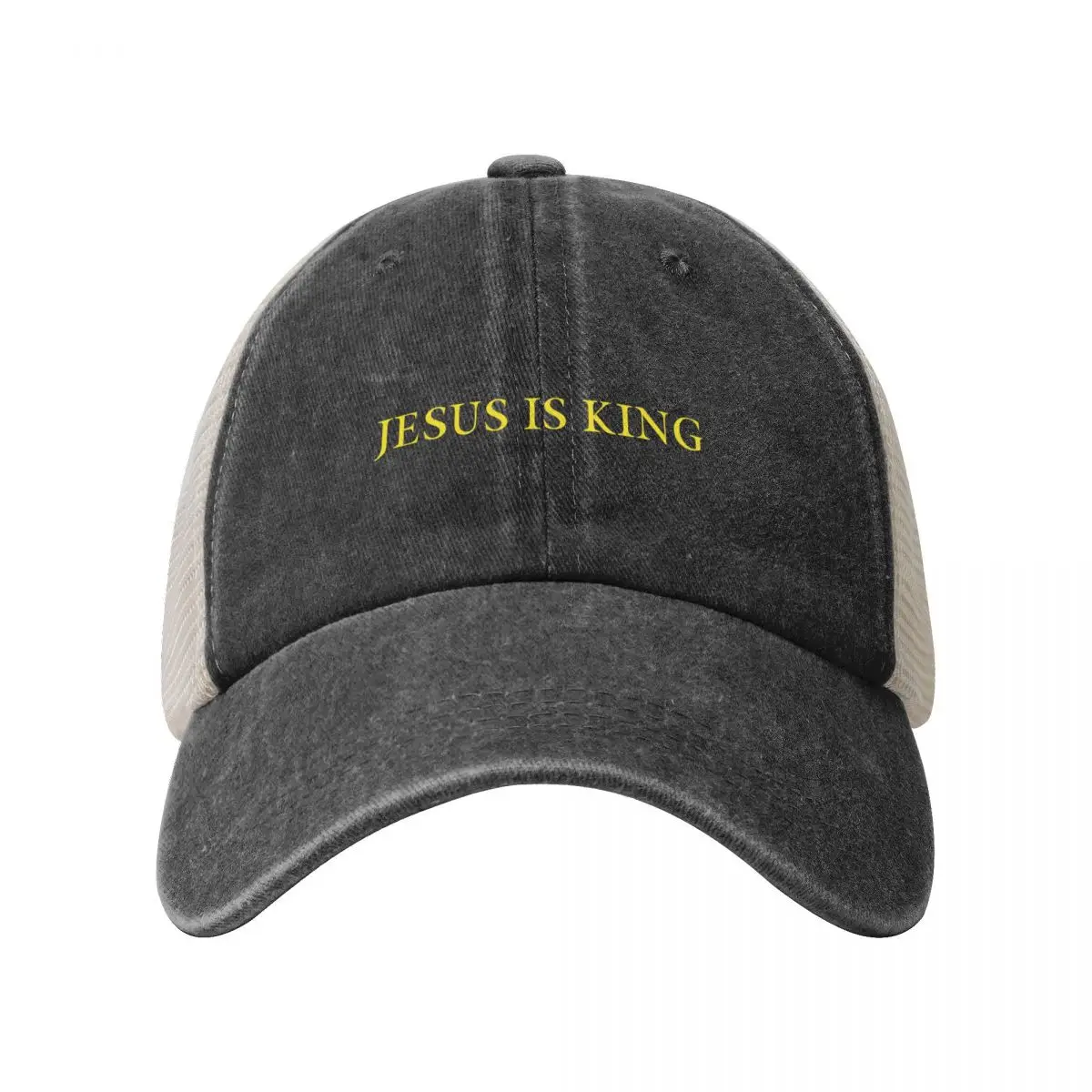 Jesus is King - Kanye West (Yellow on Blue) Cowboy Mesh Baseball Cap Luxury Cap dad hat Rave beach hat Mens Women's