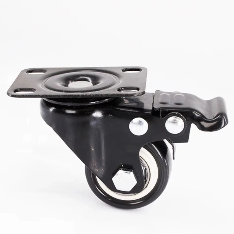 Custom Flight Case Accessories Black Vintage Corner Casters Brake Dual Bearing Steel 2 Inch Trolley PVC Casters