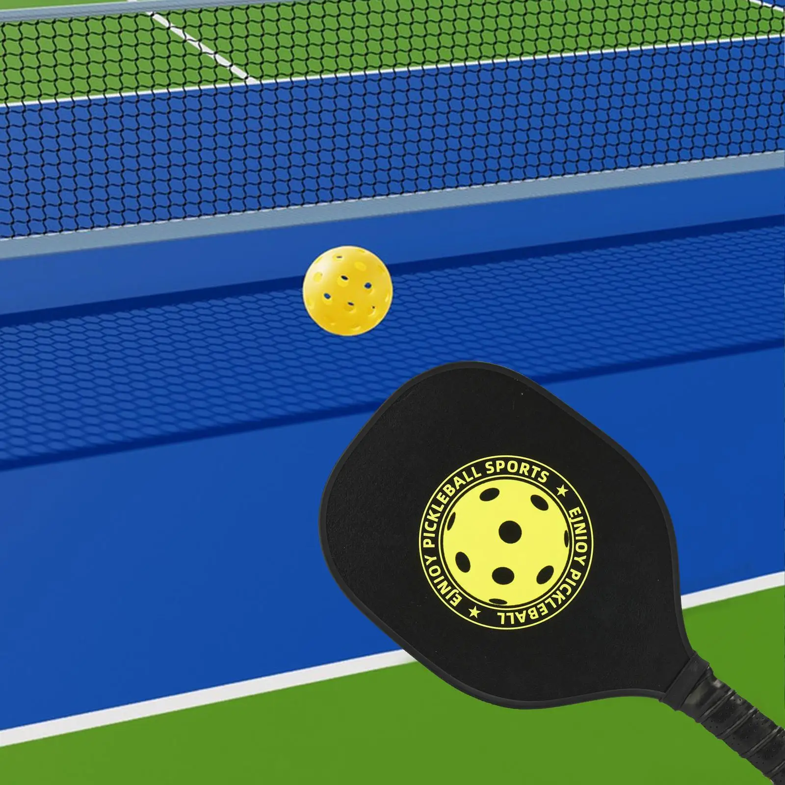 Raket Pickleball, raket Tunggal tahan lama dan ringan dengan bantalan pegangan nyaman untuk anak-anak dan dewasa luar ruangan