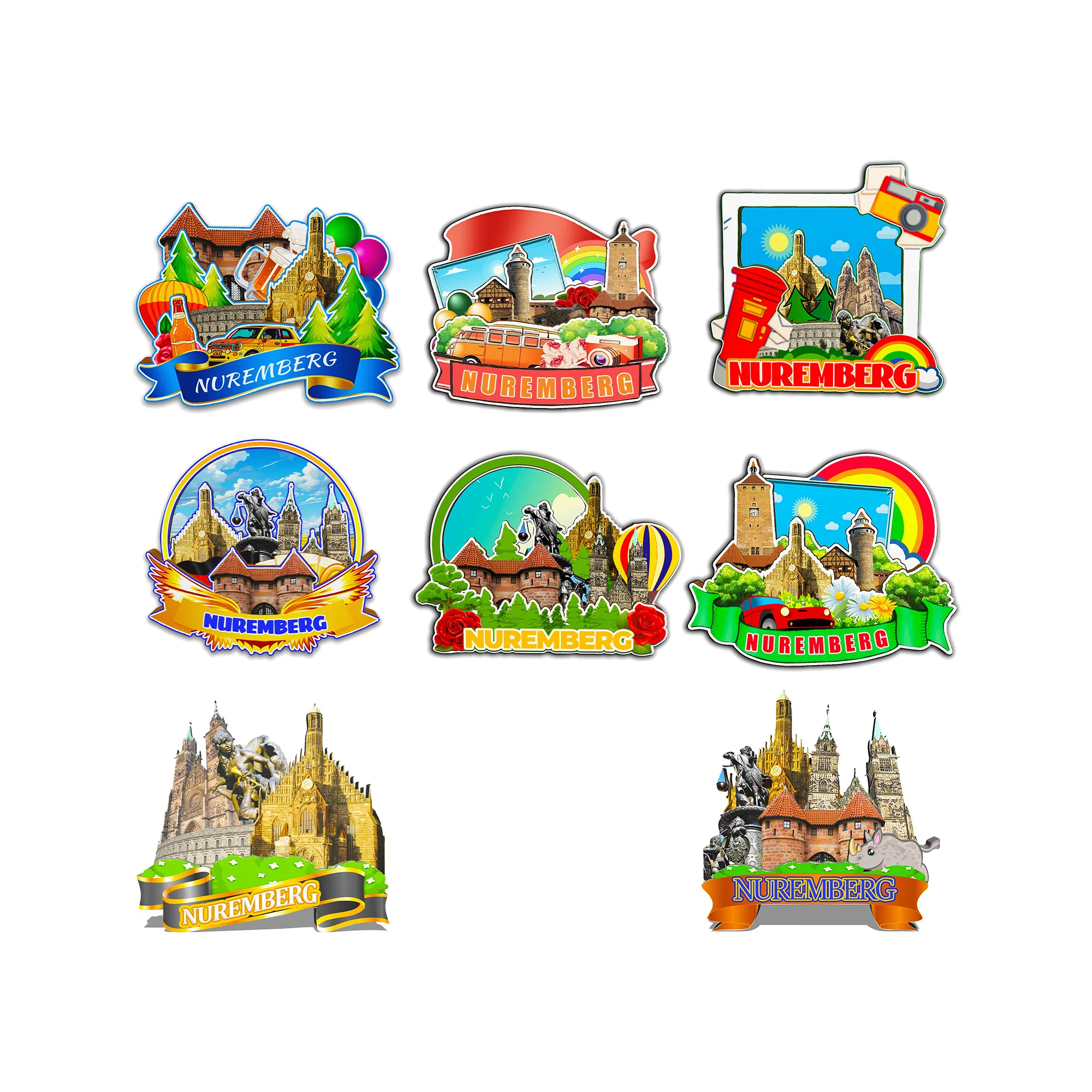 Dekorative Magnete für Nuremberg Deutschland Wahrzeichen der Stadt, Reise-Souvenirs, 3D-Kühlschrankaufkleber aus Holz, entzückende Geschenke